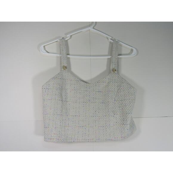Wednesday Multi Color Tweed Women Crop Top Medium Whimsical Boho Zip Novelty - Picture 1 of 6